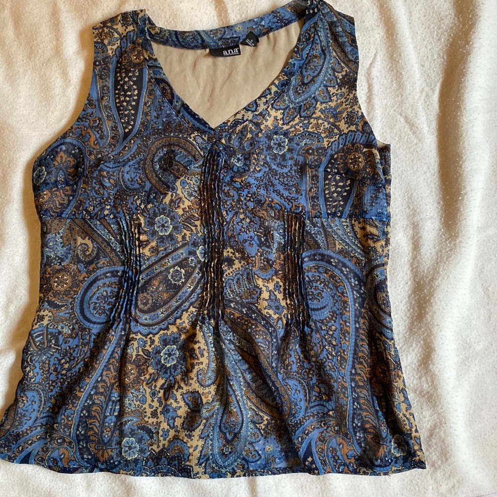 a.n.a Sz L fancy tank, blue and tan